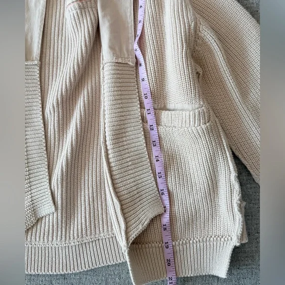 Free People We The Free Worn Thru Surplus knit cardigan size M,Cream color - Picture 7 of 8